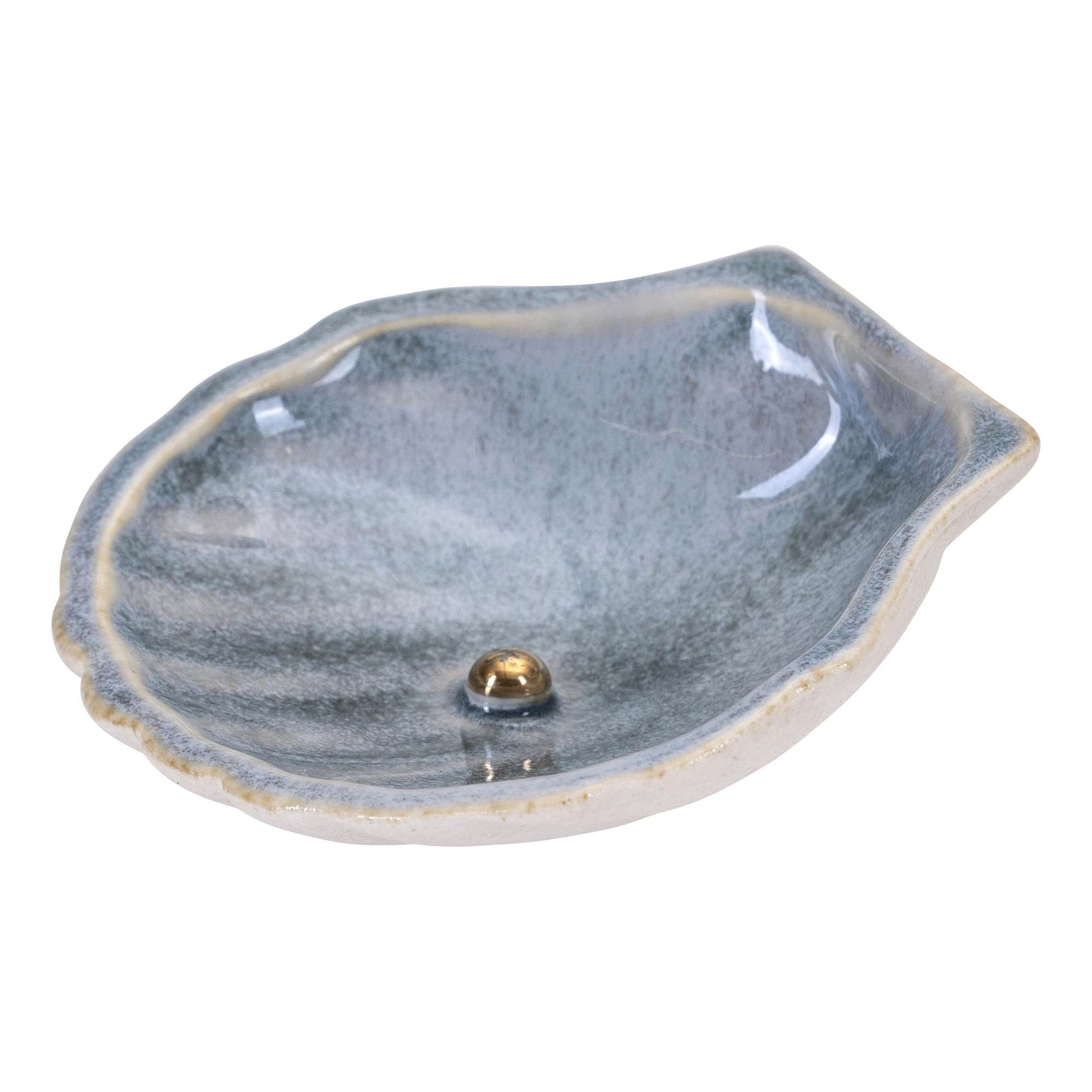 Scallop with golden pearl, small creme ø6cm