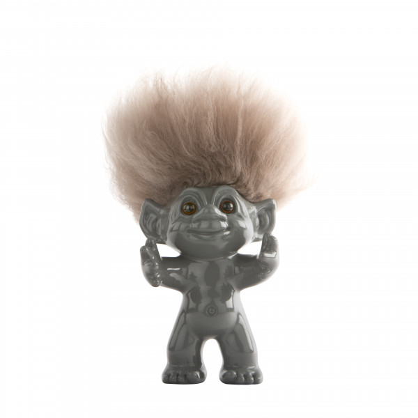 Lykketrold, Grå/natur hår, 12 cm*