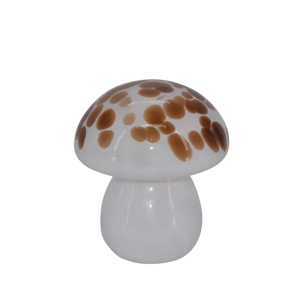 Mushroom glaslampe LED, lille, cognac, H15/D14 cm