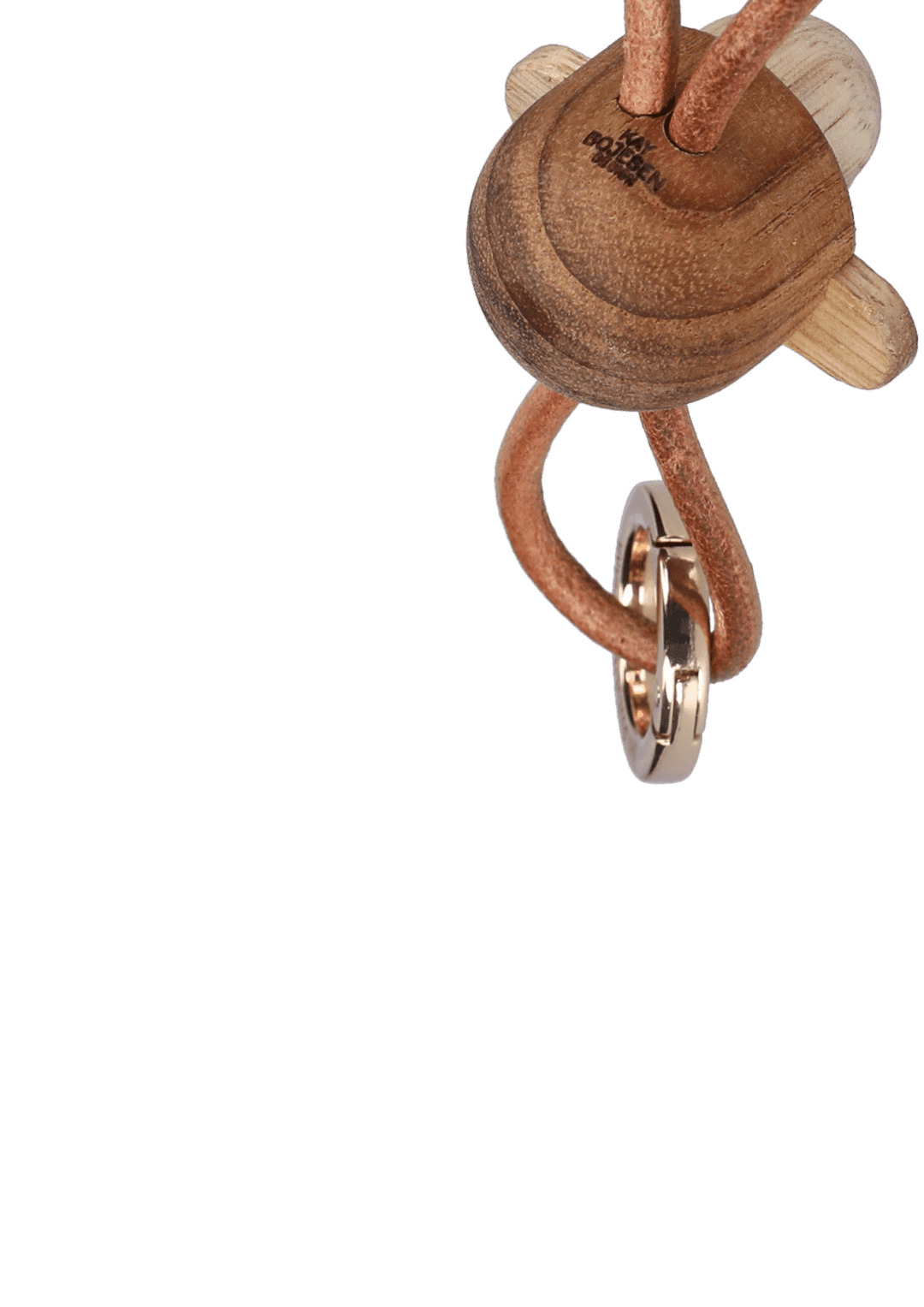 Kay Bojesen Abe guld nøglering med naturlæder teak/limba