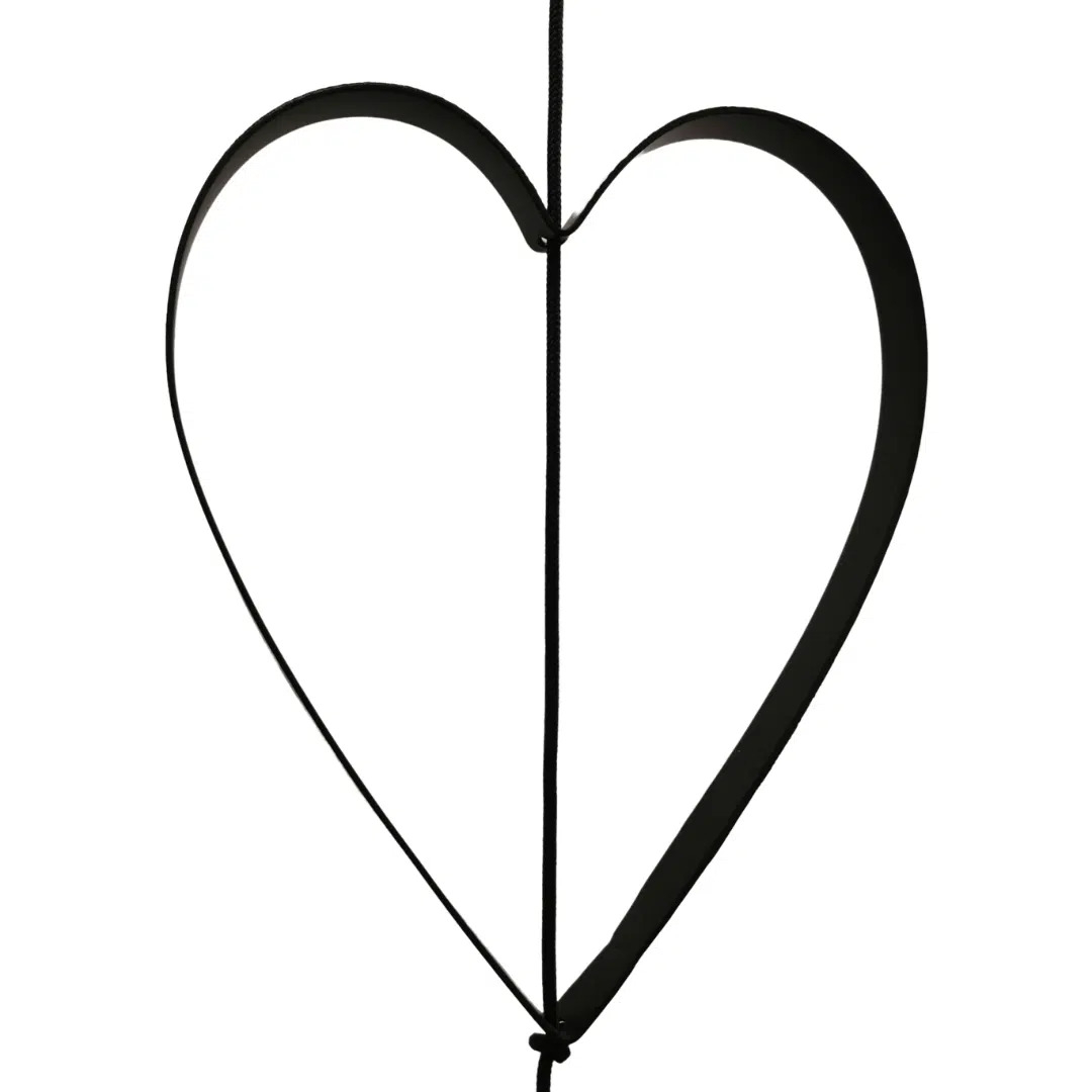 Jernhjerte outline, sort, stor