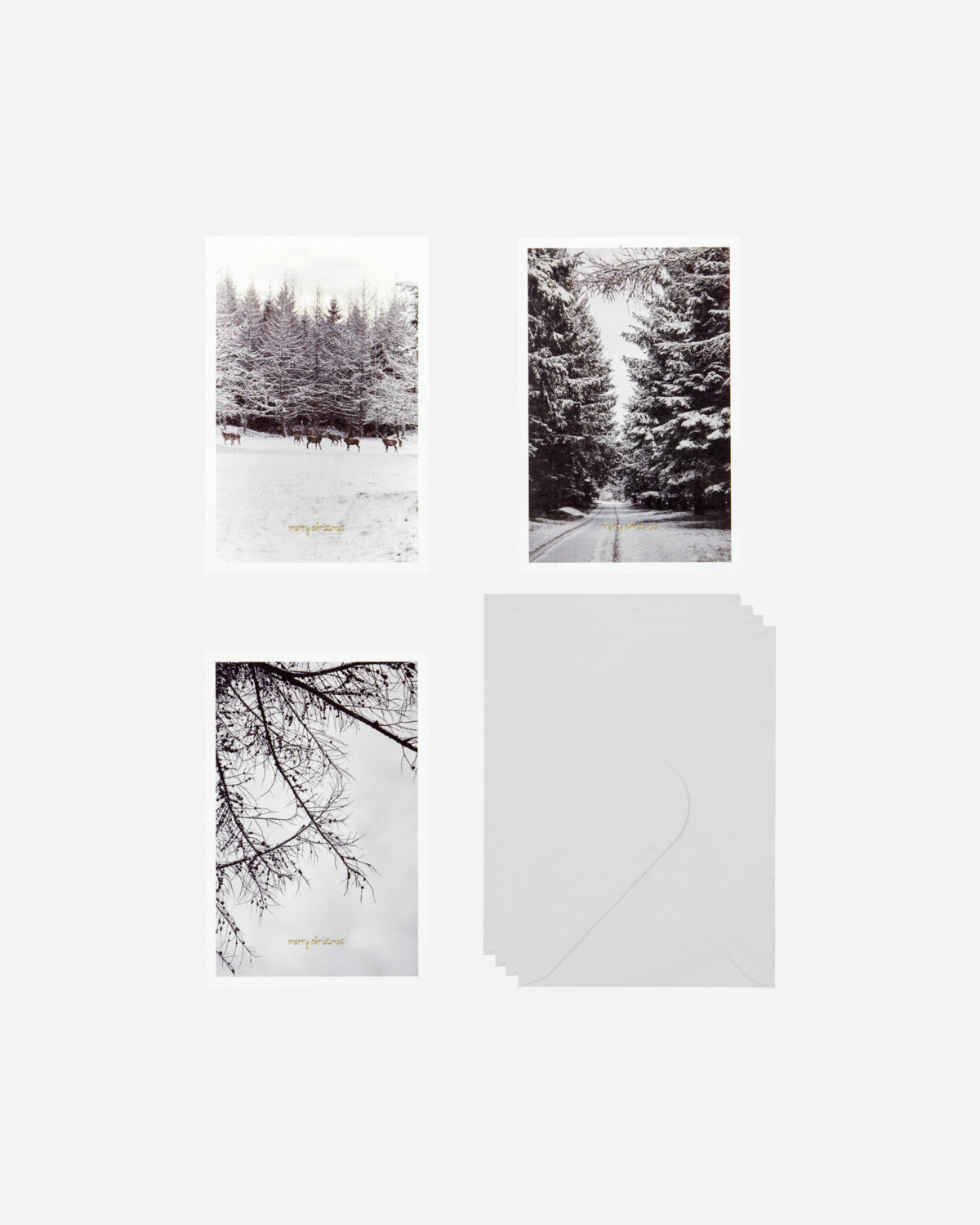 Julekort, Winter med kuvert, Hvid 6 stk