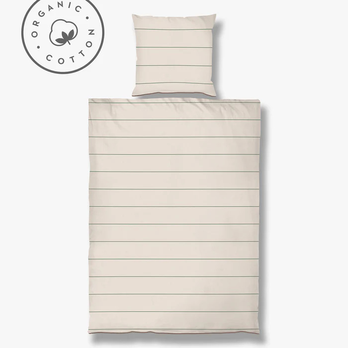 ALIGN sengesæt, Pine green / Sand, 140 x 200 cm