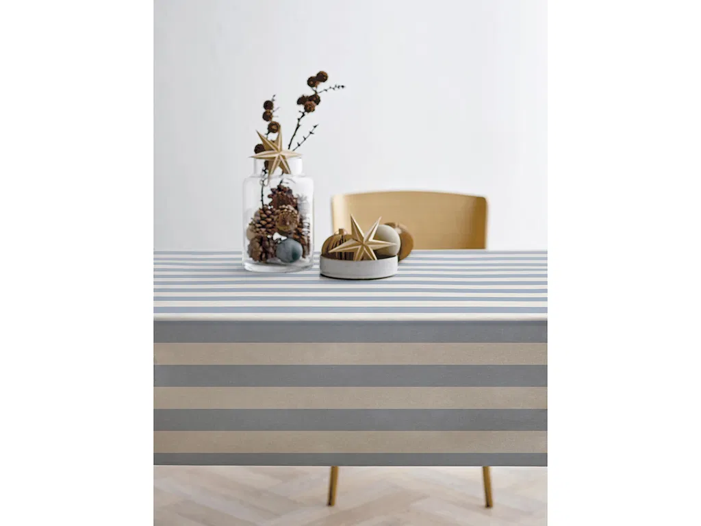 Södahl Akryldug med antislip Parallel Linen blue - i metermål