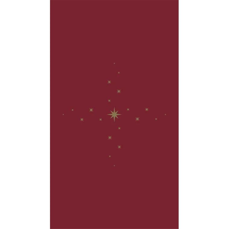 Rød dug med guldstjerner, 140x340cm