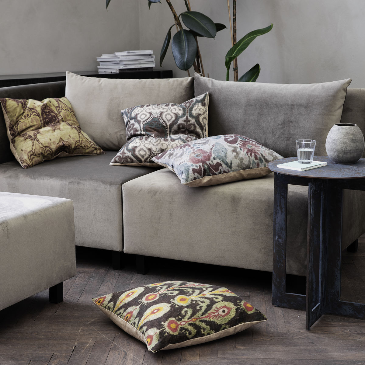 Lehla pudebetræk, Grå/Grøn/Rosa 50x50 cm*