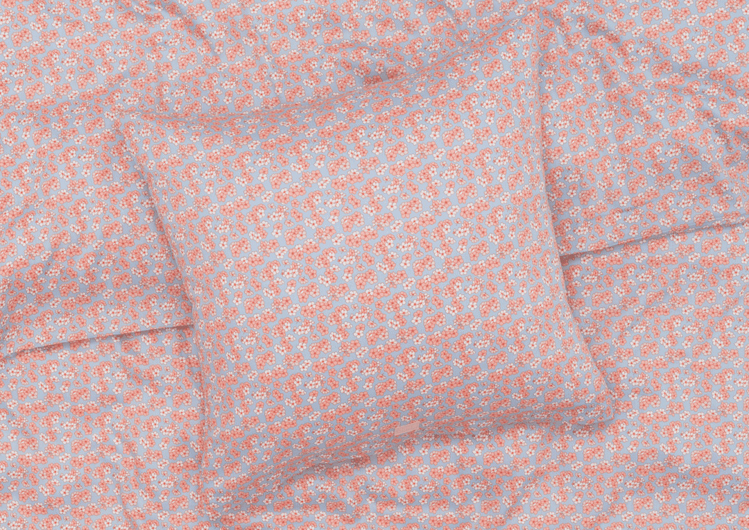 Pleasantly Sengetøj 140x200 cm lys blå/rosa