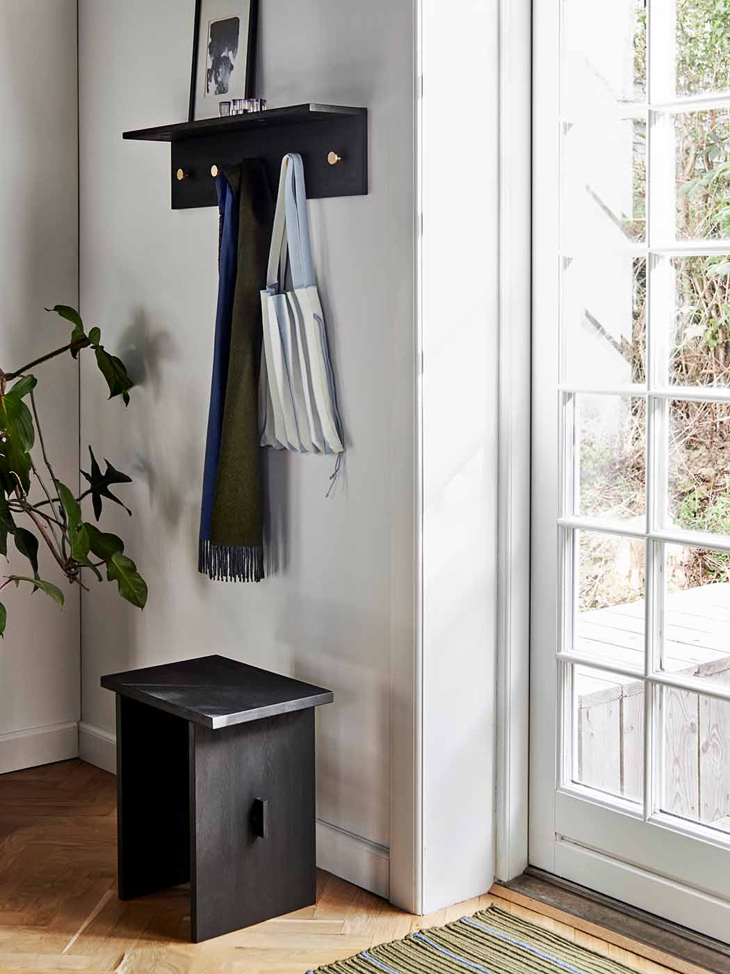 MOUD Home STRIPE dørmåtte 50x72 cm - olive/blå - genanvendt polyester