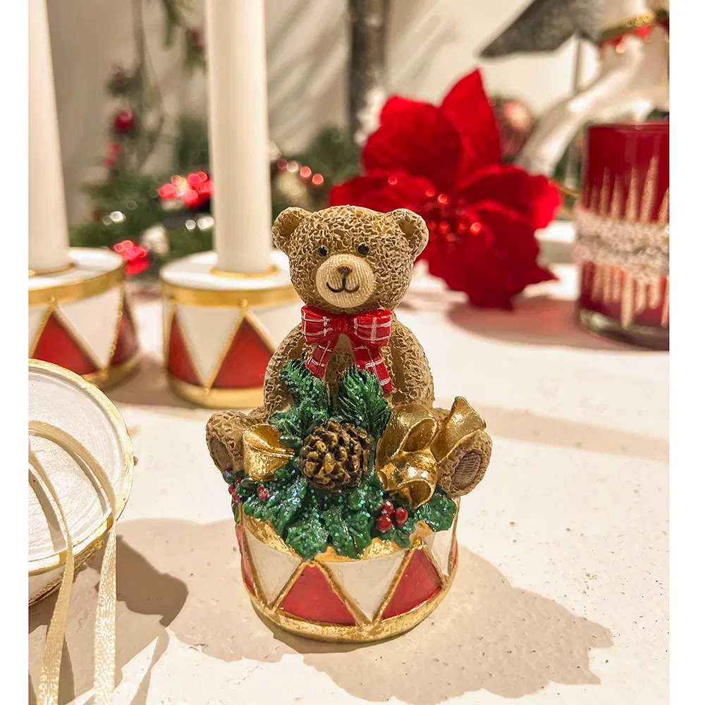 Bamse på tromme, multifarvet, H8/D5 cm*