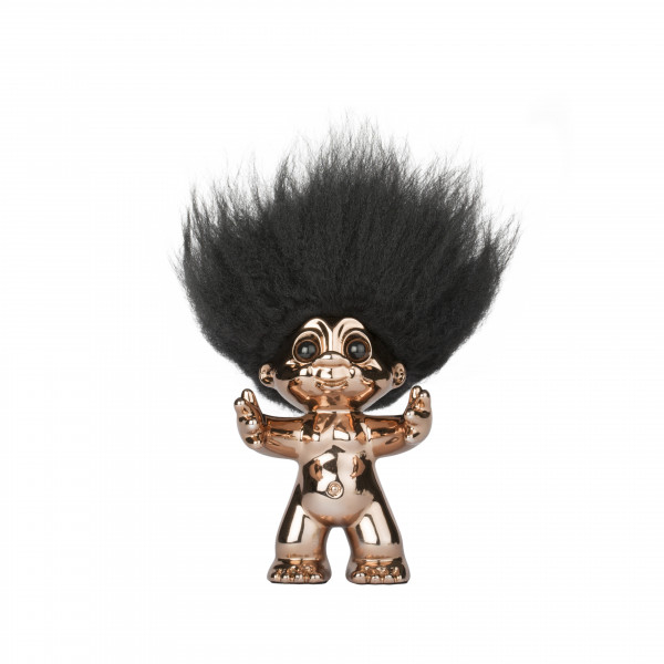 Lykketrold, Bronze/ sort hår 9 cm