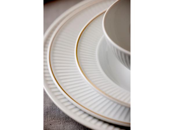 Pillivuyt Plissé Gold Tallerken flad Dia 22 cm Hvid/Mat guld
