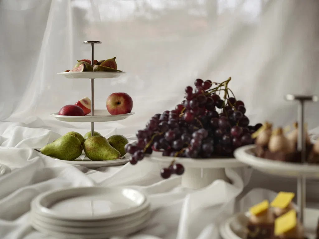 Zone Serveringsopsats, tre etager Eau 24 cm Offwhite Porcelæn