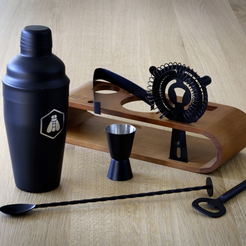 Laguiole Cocktail Sæt 7 dele med holder i træ