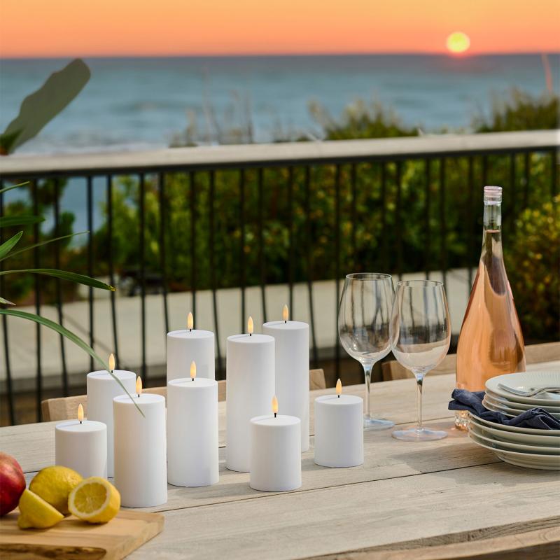 Sille Solar 3 stk. sæt,Ø7,5xH10/15/20cm, Hvid, Ø7,5xH10/15/20cm