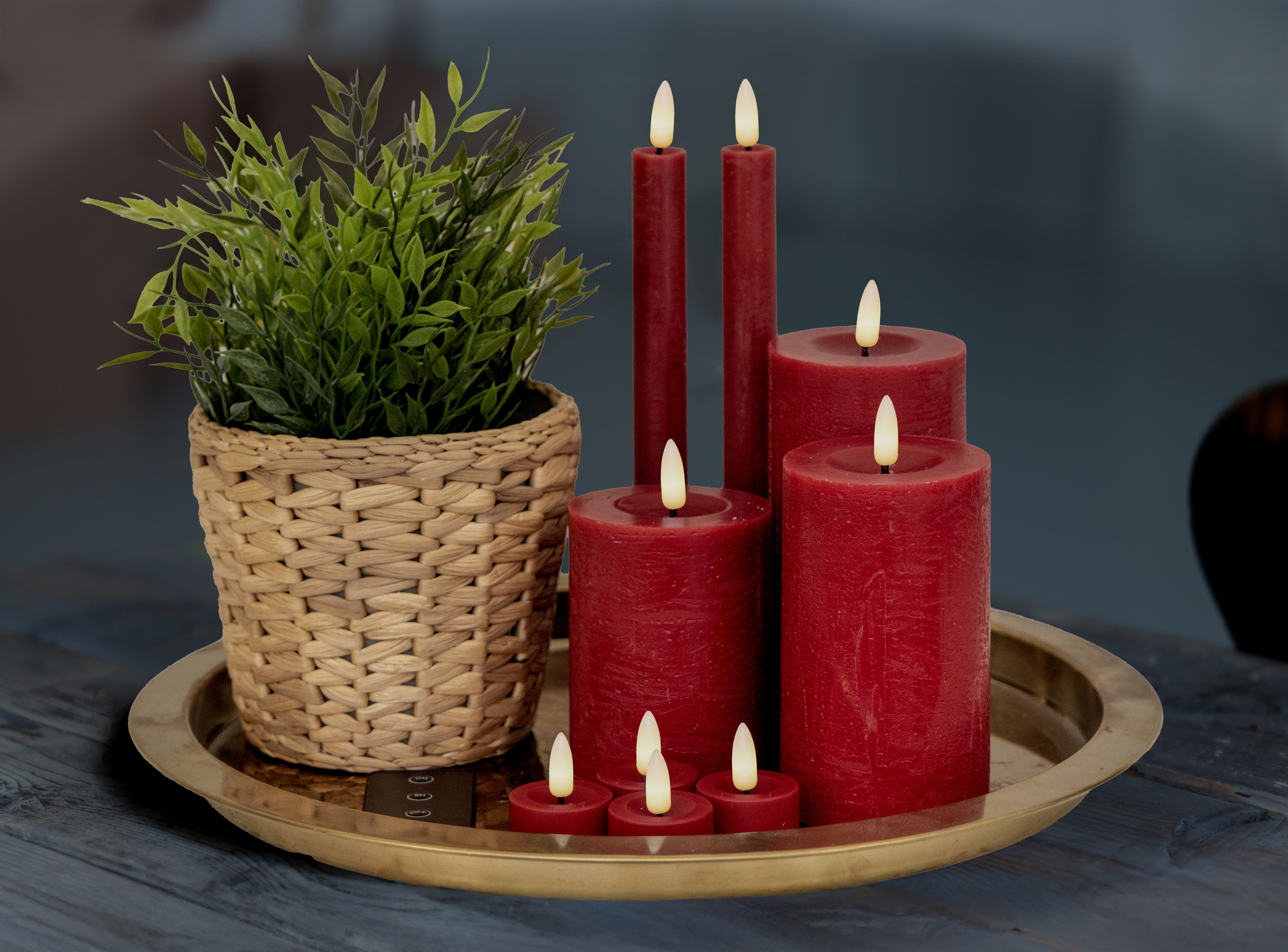 Skandi LED lys 10 Dele Sæt - Rød, med fjernbetjening