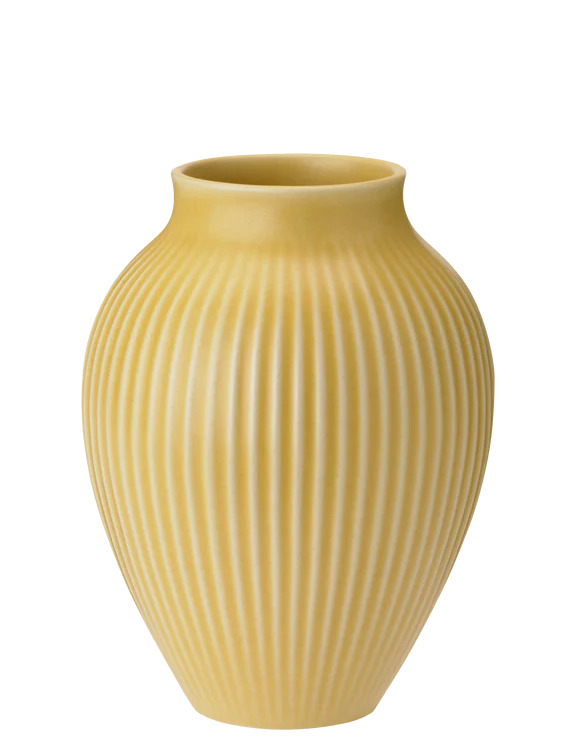 Knabstrup vase H 20 cm ripple yellow*