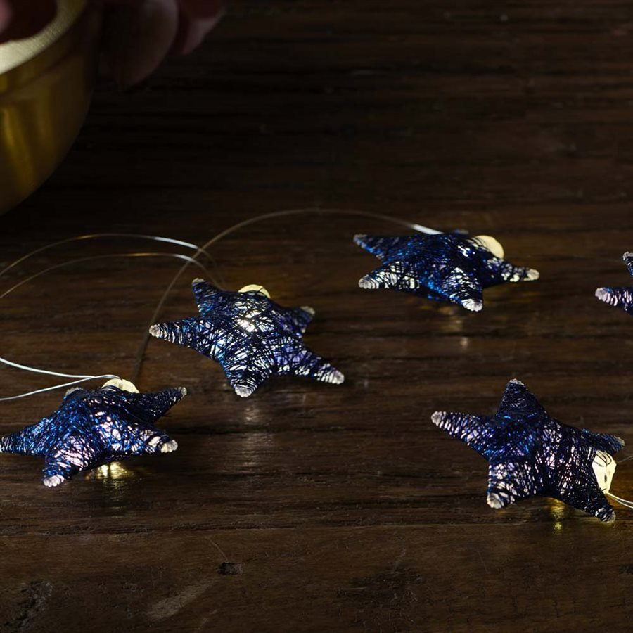 Bolette mini Stjerne, 16 lys, metal Blå *