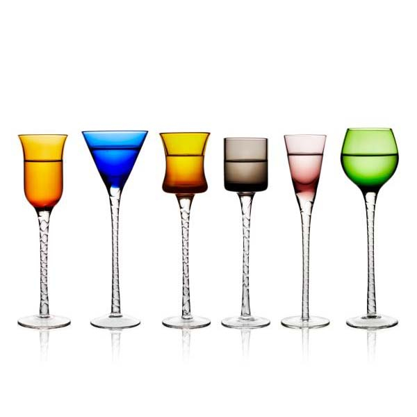 Lyngby Glas London Snapseglas 18 cm 6 stk. Assorterede