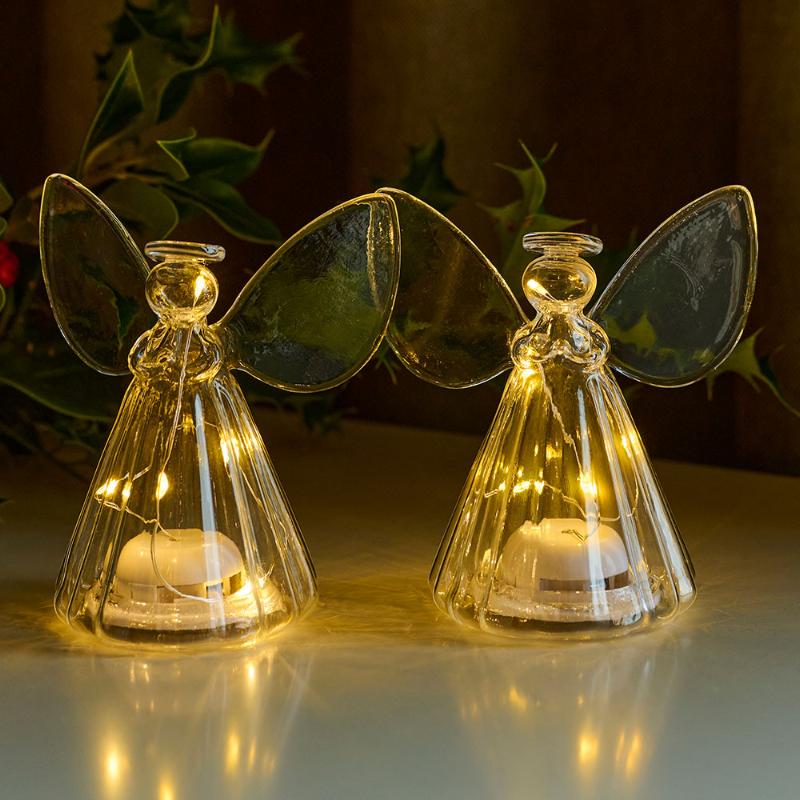 Iris Engel 2 stk, H10cm, 5LED, Klar