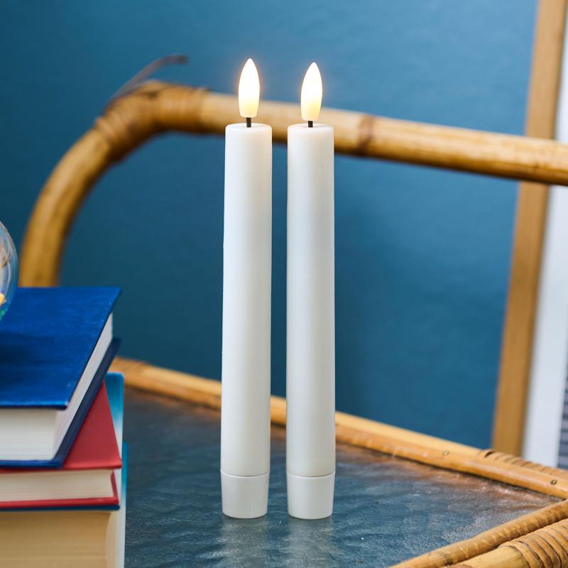 Sille Genopladelig Krone 2 Stk. sæt, Hvid Ø2x20cm