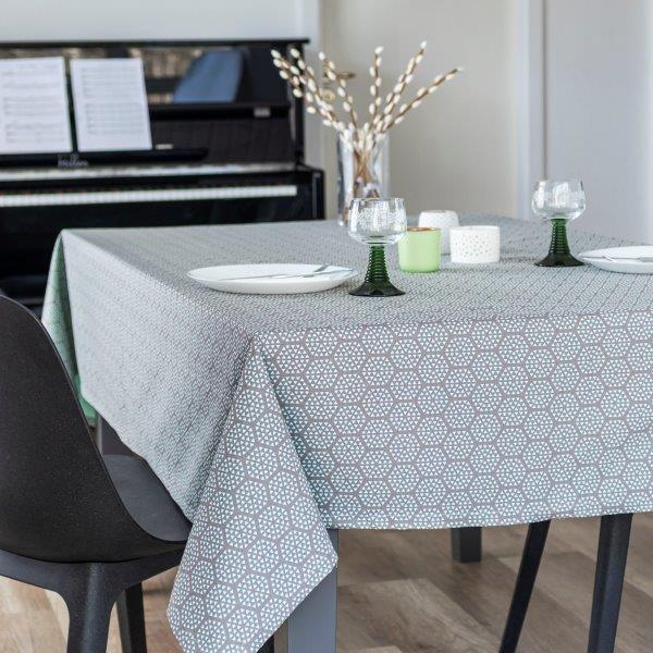 Komet stofserviet grå/grøn, 6 stk