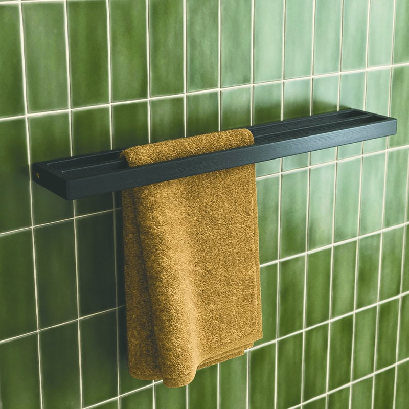 Towel Rack Double - 73,5x13 cm, Dark Stain Matt Lacquer Ash