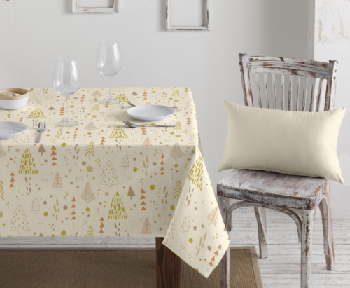 Akryldug med antislip Grafisk Jul Hvid - i metermål