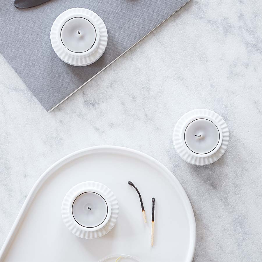 Lyngby Fyrfadsstage Ø6,5 cm hvid porcelæn