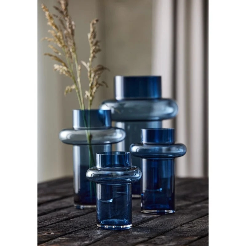 Vase Tube 30 cm Dark Blue Glas*