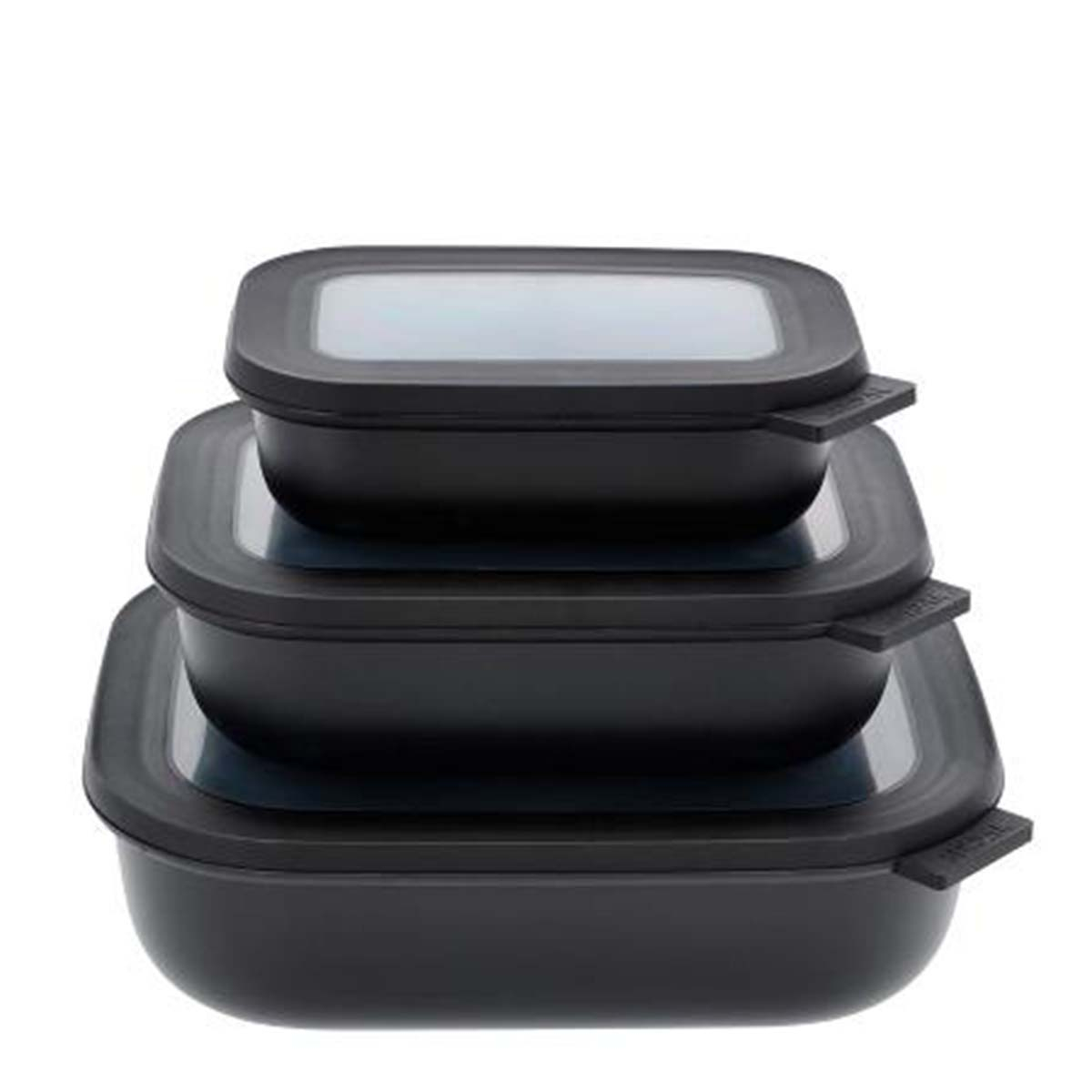 Mepal Cirqula lav Rekt. skålesæt m.låg 3 stk. Black