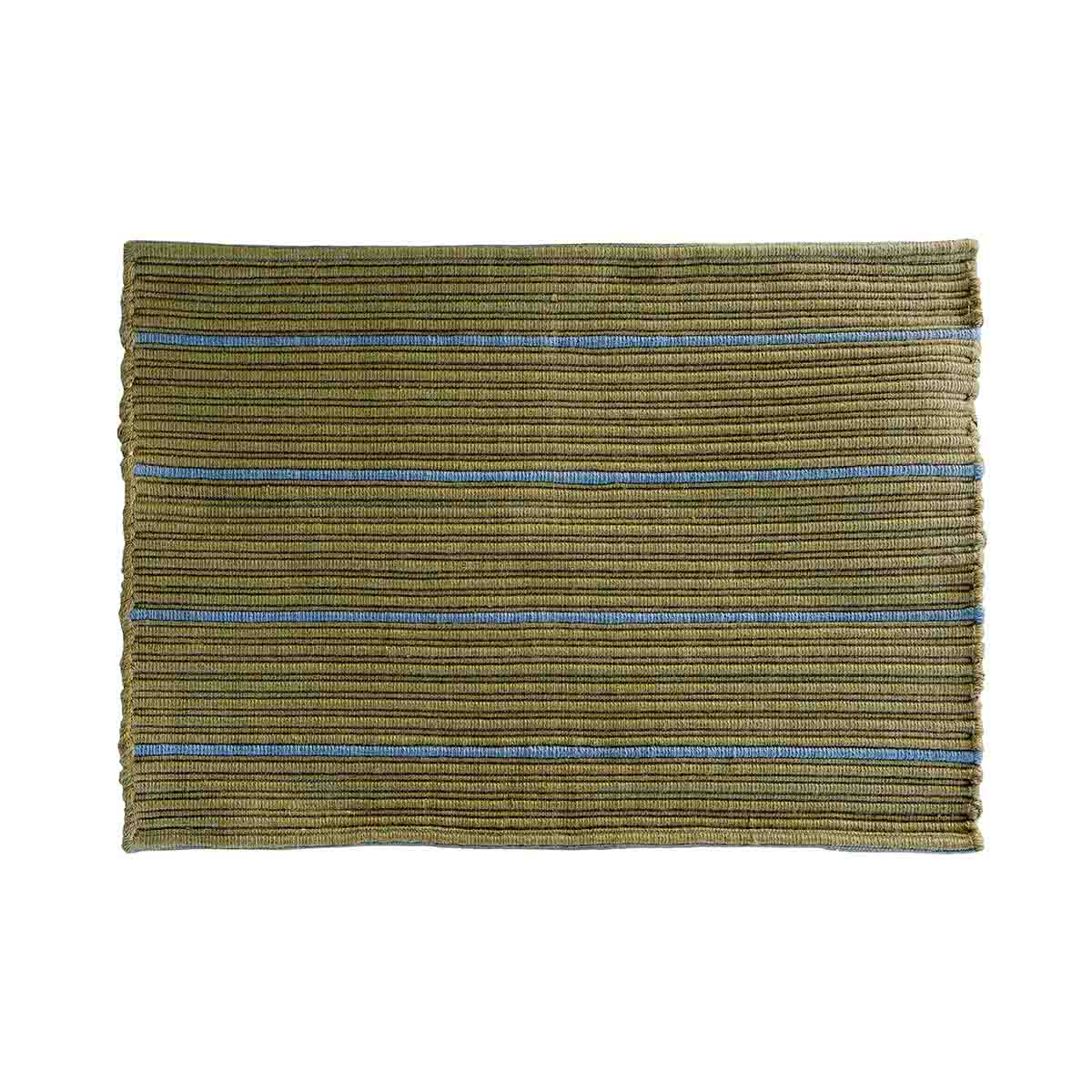 MOUD Home STRIPE dørmåtte 50x72 cm - olive/blå - genanvendt polyester