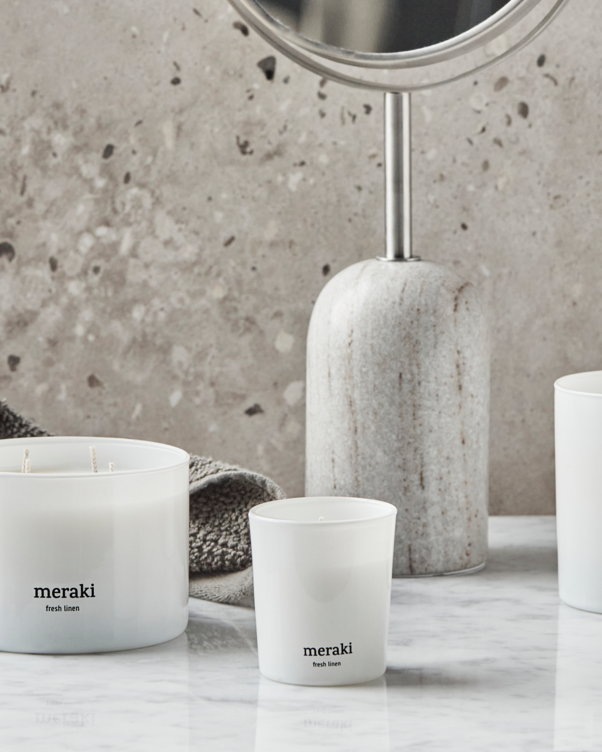 Meraki Duftlys, Fresh Linen, Hvid