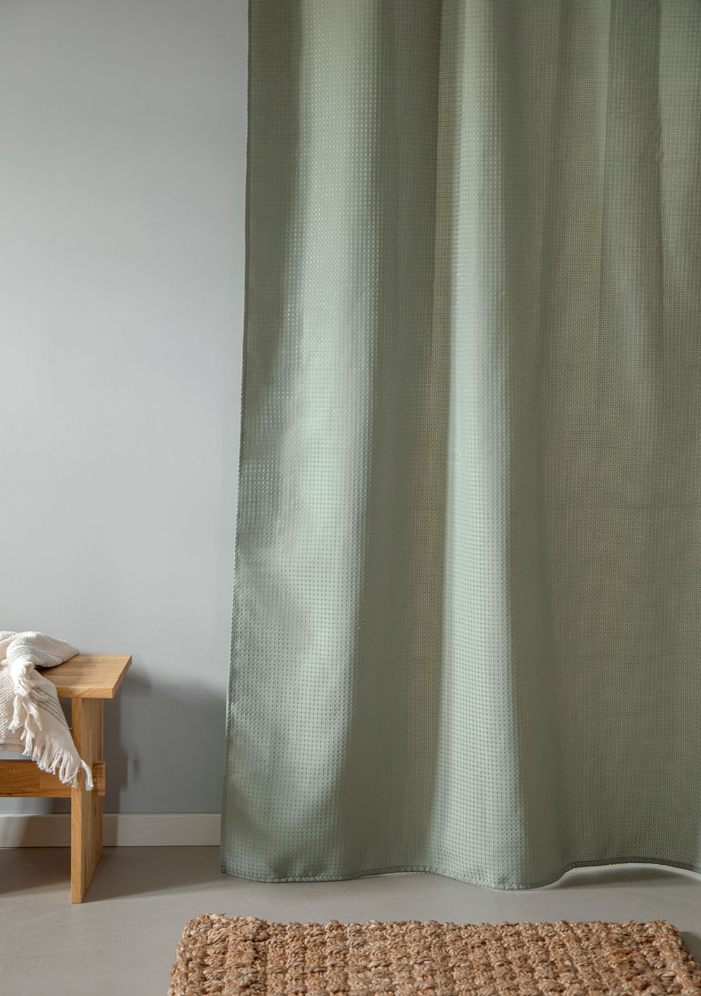 MOUD Home WAFFLE Badeforhæng i army grøn - 180x200 cm