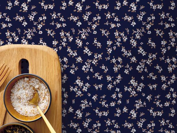 Södahl Painter's Garden Akryldug m. antislip 140 cm Navy blue - i metermål