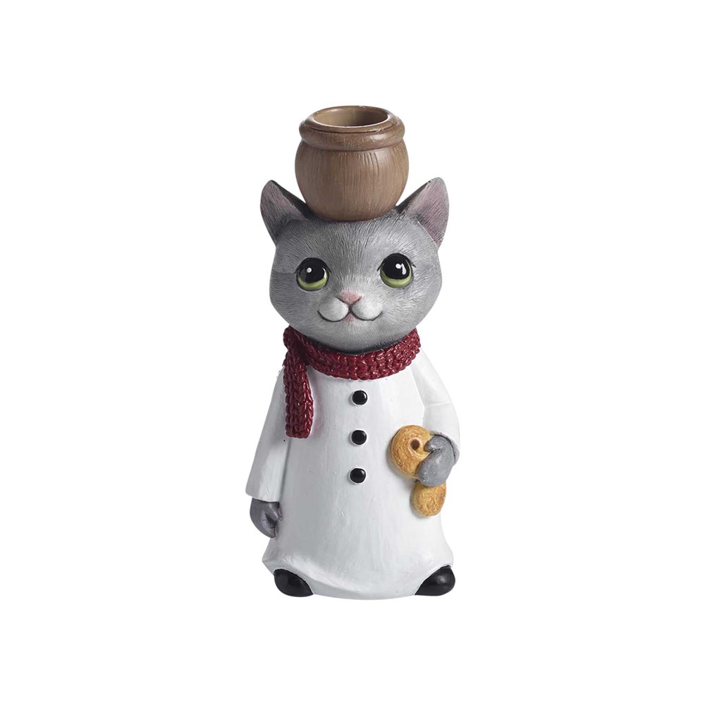 Lysestage Kat, Snowman H.14,8cm