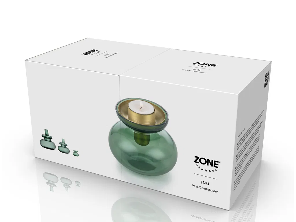Zone Denmark Vase/Lysestage Inu 11 x 10 cm Mos Grøn/Messing