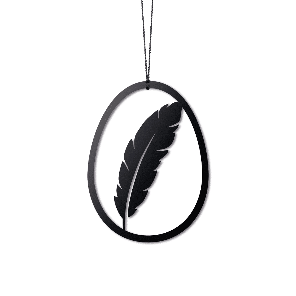 Fjer påskeæg, sort – 2 stk.