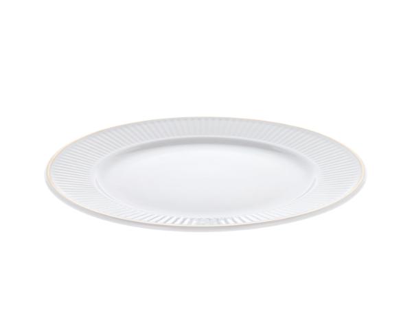 Pillivuyt Plissé Gold Tallerken flad Dia 22 cm Hvid/Mat guld
