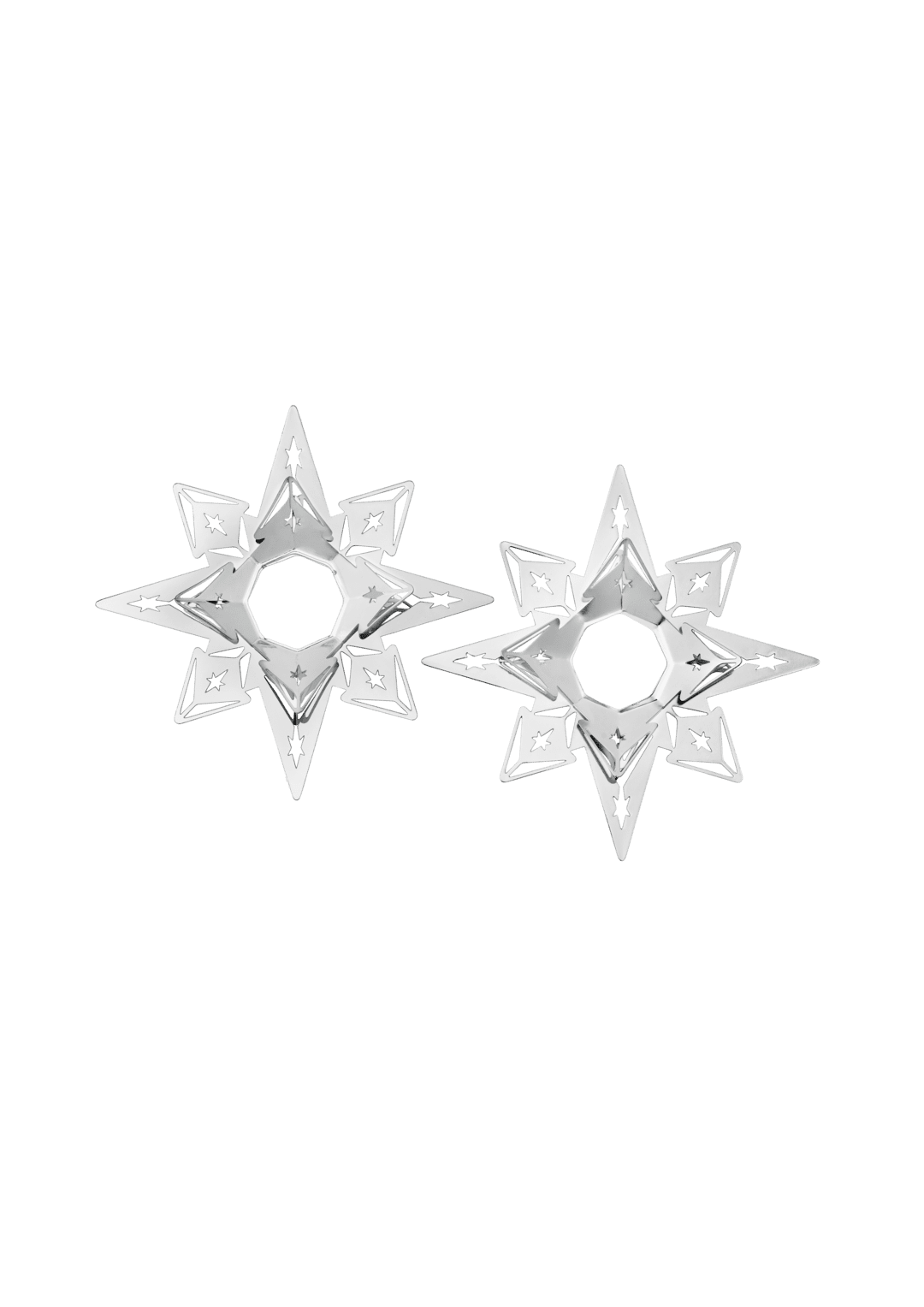 Lysmanchet stjerne H3 forsølvet 2 stk.