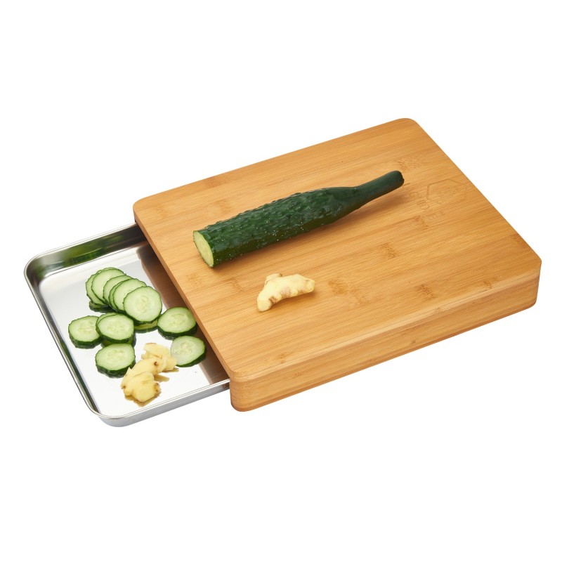 Laguiole Skærebræt med Udtræksskuffe, Rustfrit Stål/bambus