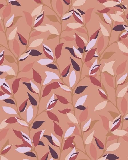 Akryldug med antiskrid – Leaves Terracotta  – Notes by Susanne Schjerning