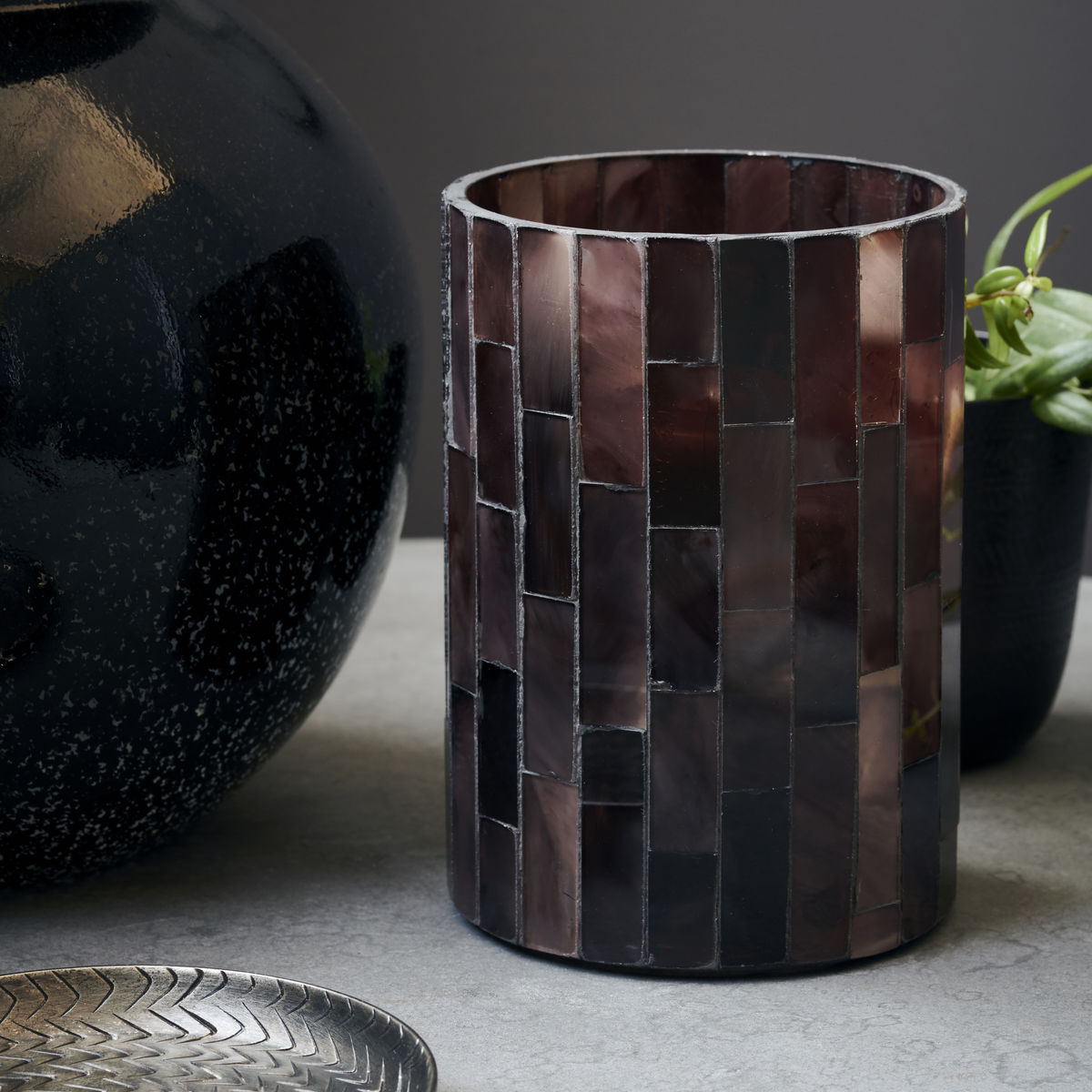 Amroha Fyrfadsstage, H 15 cm, brun*