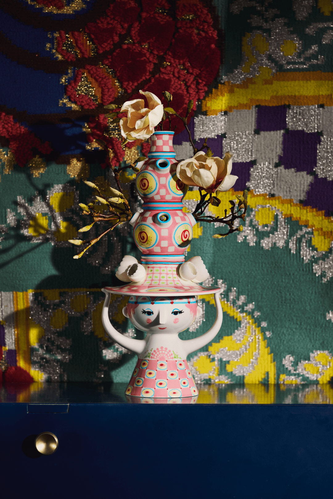 Wiinblad Dame med hat Vase H50 cm pink