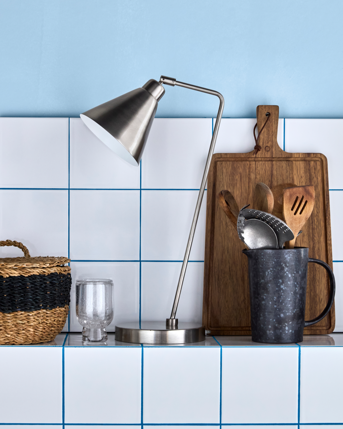 Bordlampe, Game, Børstet sølvfinish