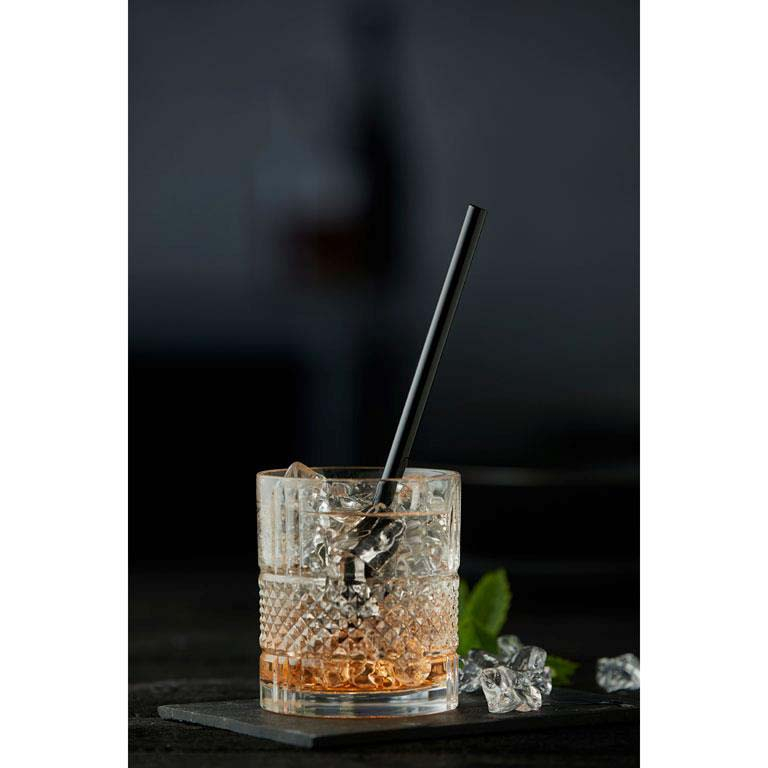 Lyngby Glas sugerør, 6 stk, sort glas