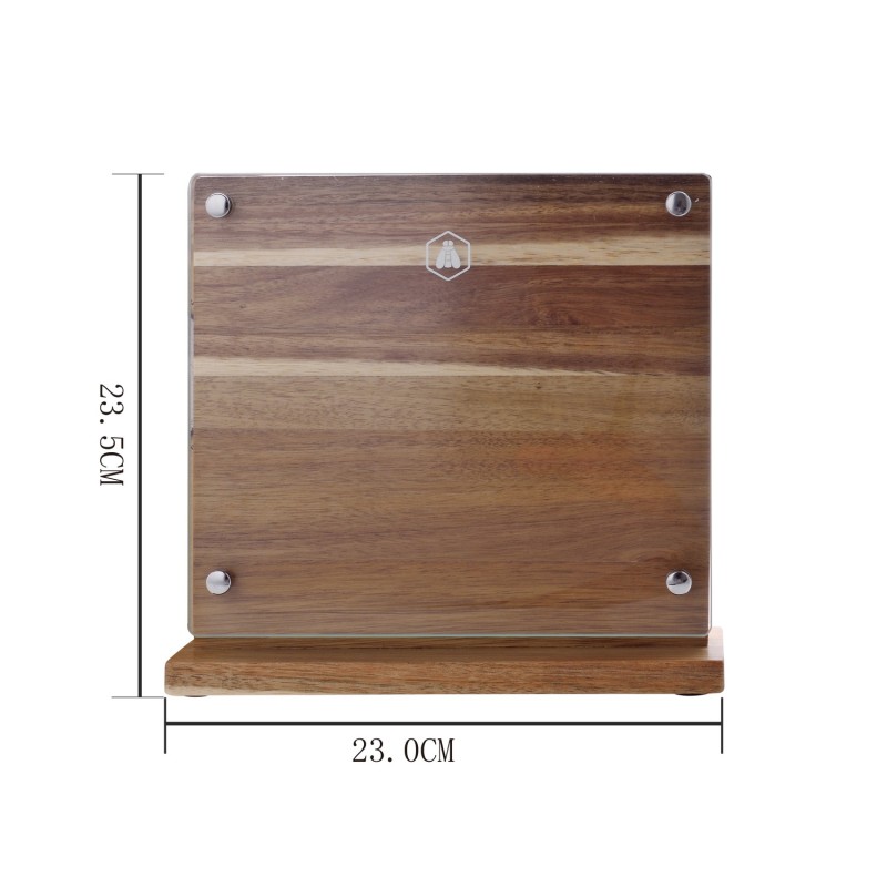 Laguiole knivblok i akacietræ og glas