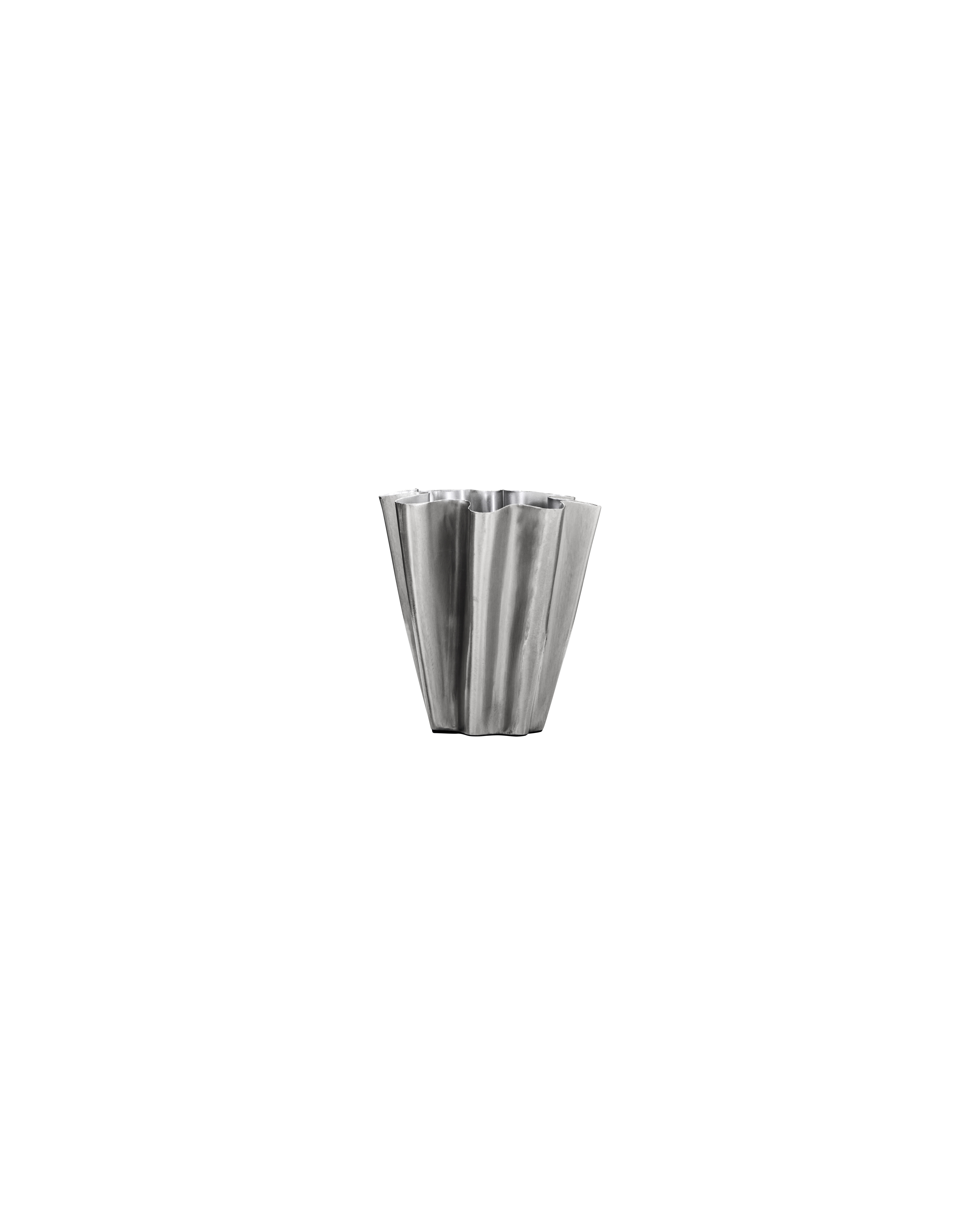 Vase, Flood, H: 13 cm, Lille, Børstet sølvfinish