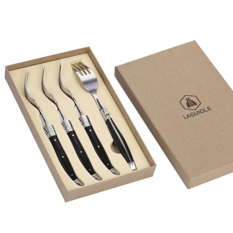 Laguiole gafler Twisted Pakkawood Mirror 4 stk