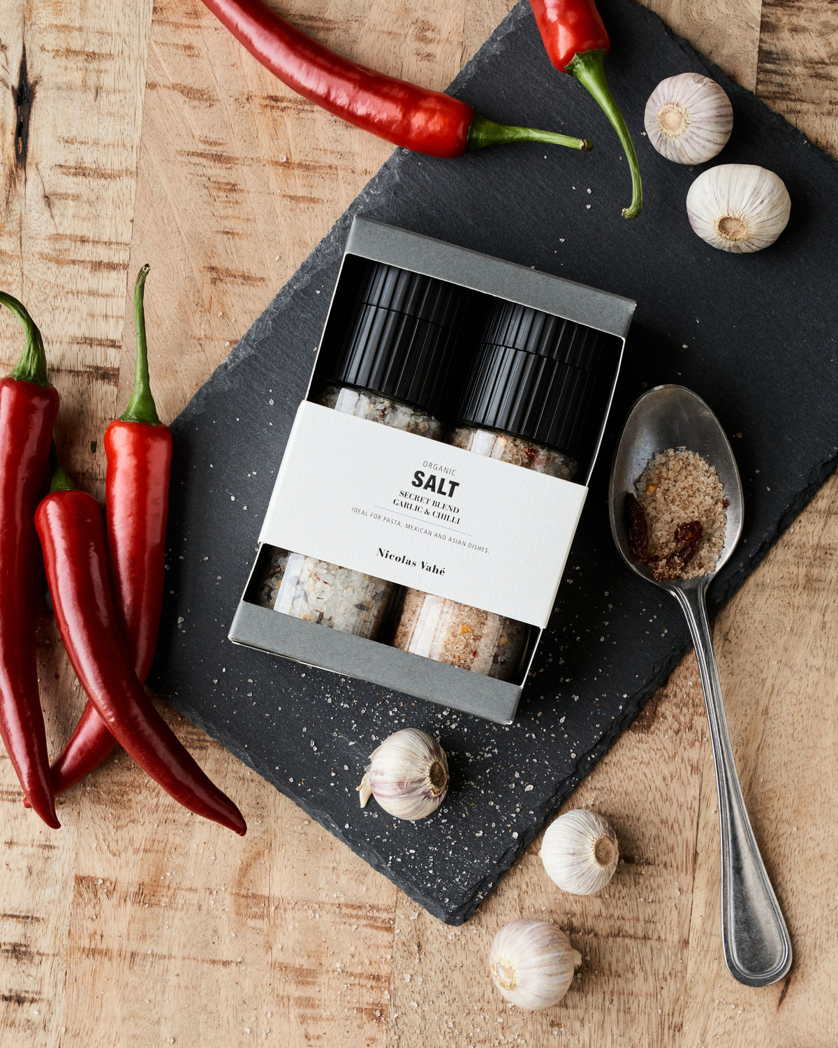 Gaveæske, Nicolas Vahé Organic Secret blend & Salt, Garlic & Chilli