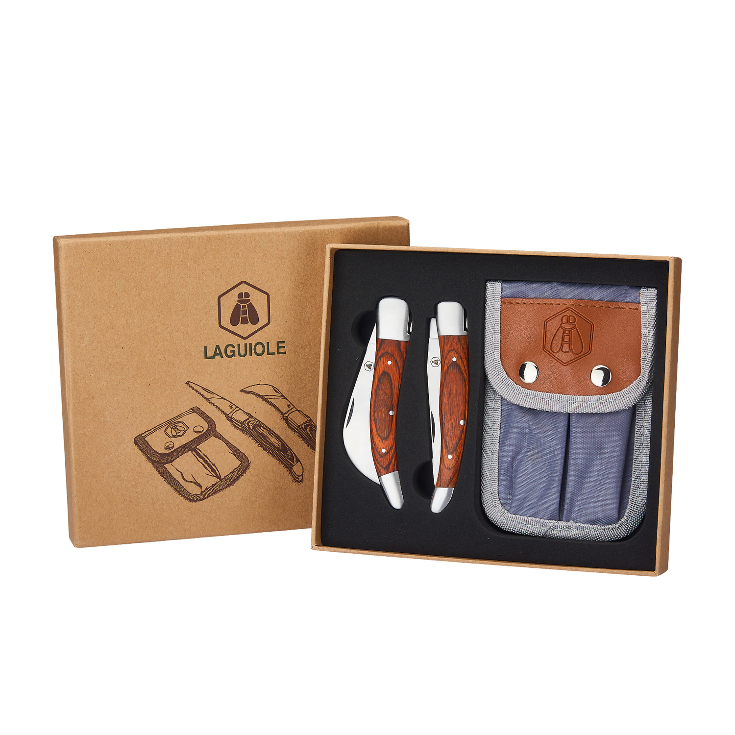 Laguiole Foldbar haveknive i etui 2 stk